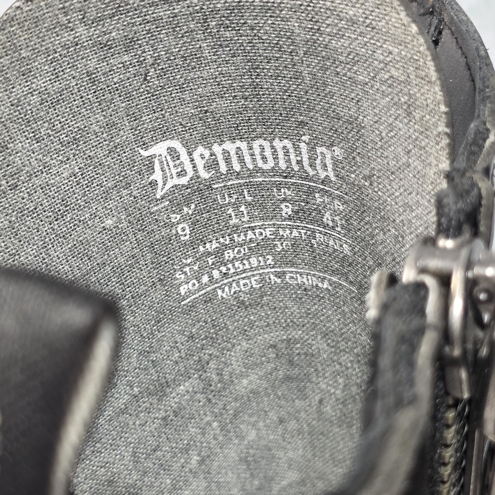 Demonia Black Leather Combat Boots - Side Zip - US 9 mens - Picture 9 of 16